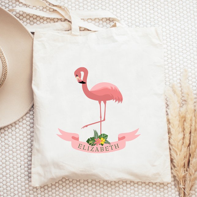 Bolsa Tote Flamingo rosa-rosa personalizado (Criador carregado)