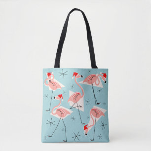 Bolsa Tote Flamingo Santas Azul por todo o saco