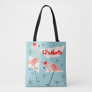 Bolsa Tote Flamingo Santas Blue Name
