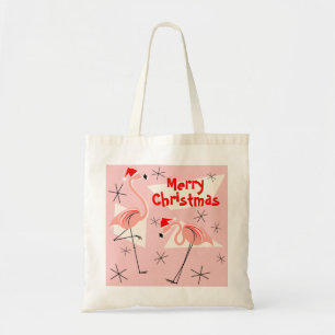 Bolsa Tote Flamingo Santas Rosa Feliz Saco de Natal