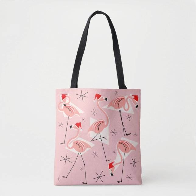 Bolsa Tote Flamingo Santas Rosa por todo o saco (Frente)