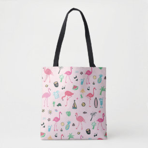Bolsa Tote Flamingo Summer: Padrão de Aves Vibrantes