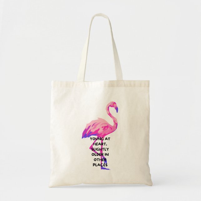 Bolsa Tote Flamingo Young No Coração Engraçado Dizendo Citaçã (Frente)