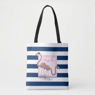 Bolsa Tote Flamingos de Cartoon Moderno, Personalizados
