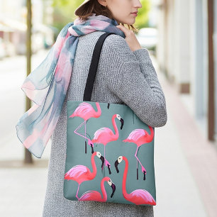 Bolsa Tote Flamingos rosa retrô