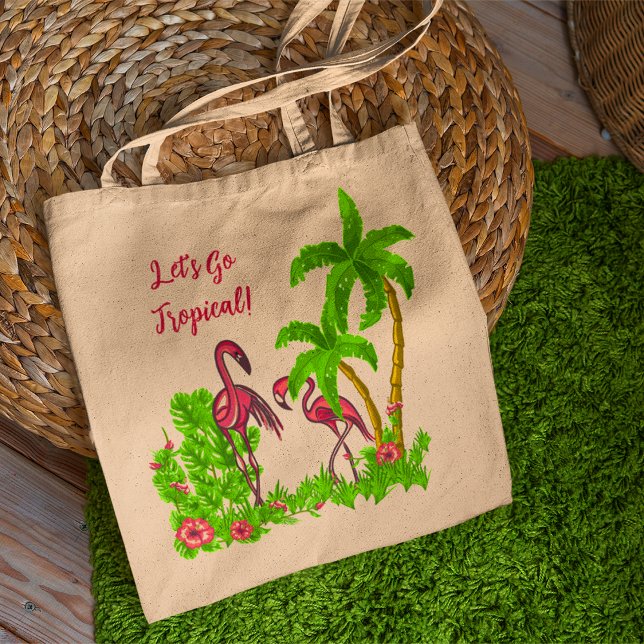 Bolsa Tote Flamingos Tropicais e Flores Tote Bag (Criador carregado)