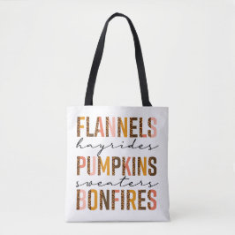 Bolsa Tote Flannels Hayrides Pumpkins Sweater Bonfire Text