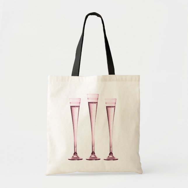 Bolsa Tote Flautas de Champagne cor-de-rosa (Frente)