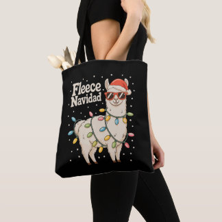 Bolsa Tote Fleece Navidad Christmas Llama Xmas Lights