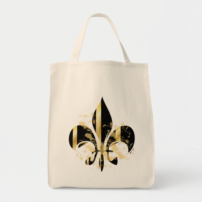 Bolsa Tote Fleur de Lis, preto e Dourado (Frente)