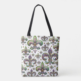 Bolsa Tote Fleur de Lis Watercolor Mardi Gras Vibe