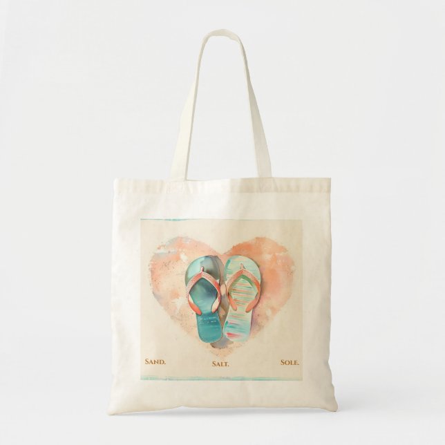 Bolsa Tote Flip Flop Heart Beach Tote – Coastal Summer Bag (Frente)