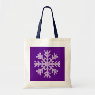 Bolsa Tote Floco de neve branco no roxo do feriado