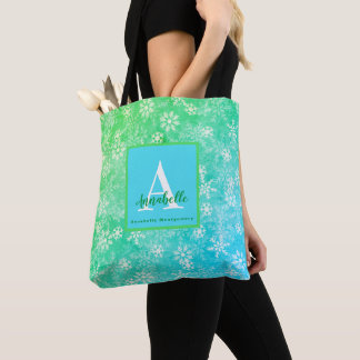 Bolsa Tote Floco de Neve Colorido Rosa Verde Azul Monograma N