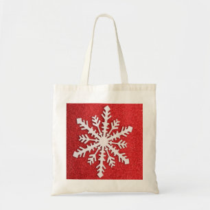 Bolsa Tote Floco de neve de Natal Vermelho e Decorativo Perso