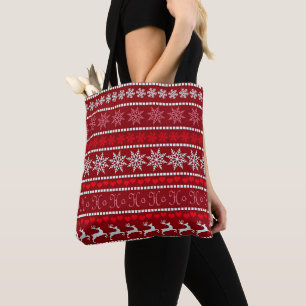 Bolsa Tote Floco de neve festivo e Design de Reindeer