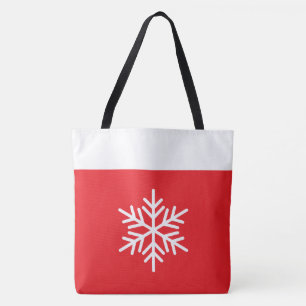 Bolsa Tote Floco de Neve Nórdico Divertido Borda Branca no Ve