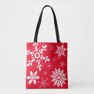 Bolsa Tote Floco de neve vermelho e branco