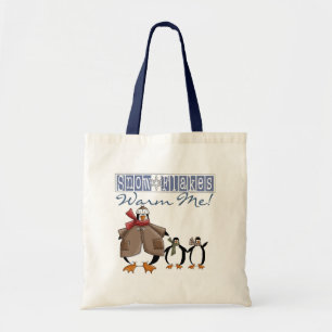 Bolsa Tote Flocos de neve aquecem-me Camisetas de Natal e pre