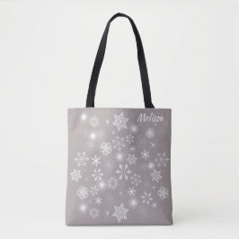 Bolsa Tote Flocos de neve brancos brilhantes de inverno