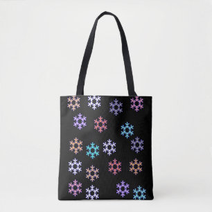 Bolsa Tote Flocos de neve com flocos de neve por todo o Impre