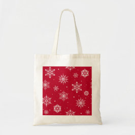 Bolsa Tote Flocos de neve de Natal vermelhos