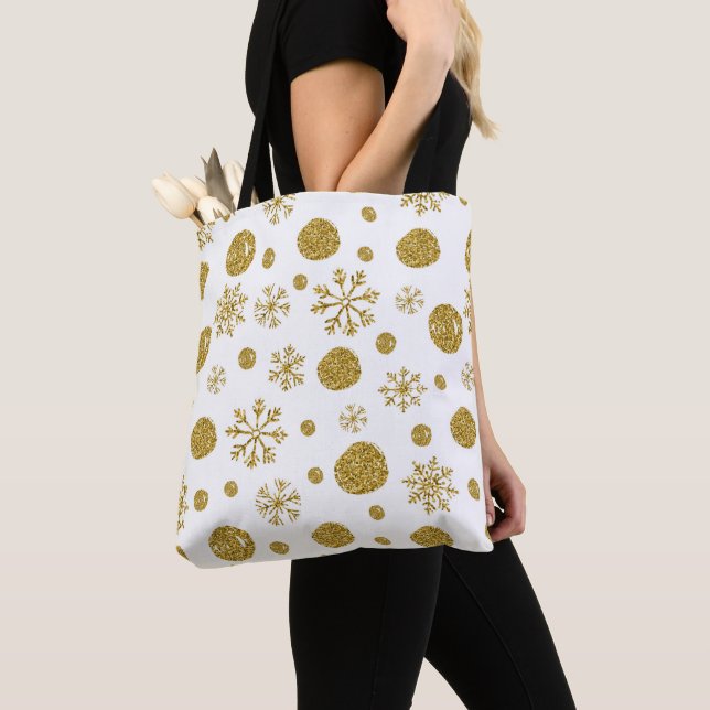Bolsa Tote Flocos de neve do ouro 1 (Close Up)