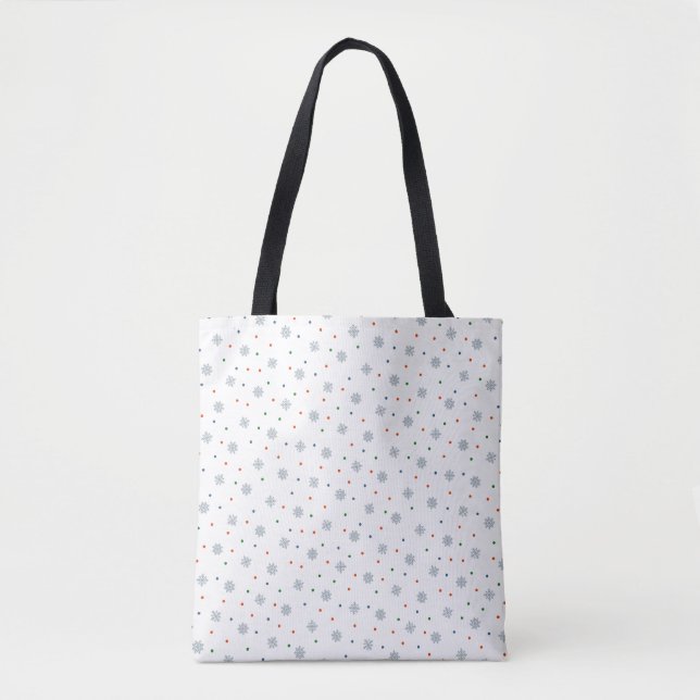 Bolsa Tote Flocos de neve e padrões dos pontos de inverno (Frente)