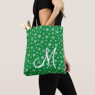 Bolsa Tote Flocos de neve em várias formas Monograma personal