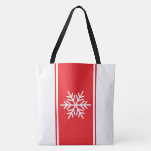 Bolsa Tote Flocos de neve refinados vermelhos brilhantes