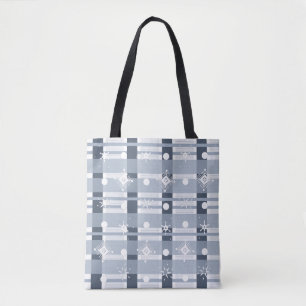 Bolsa Tote Flocos de neve simples Xadrez azul