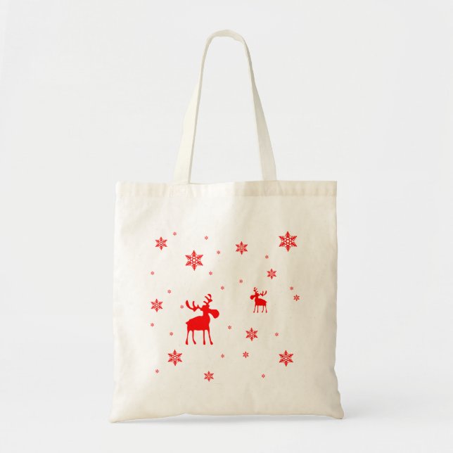 Bolsa Tote Flocos de neve vermelhos simples modernos dos (Frente)