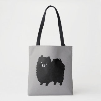 Bolsa Tote Floffy Black Pomeranian | Cachorro de Cartoon