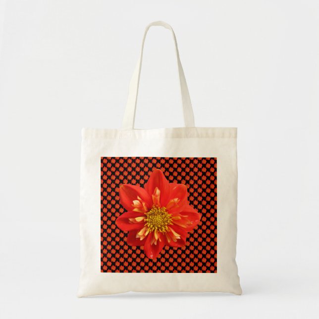 Bolsa Tote Flor alaranjada da dália do jardim botânico (Frente)