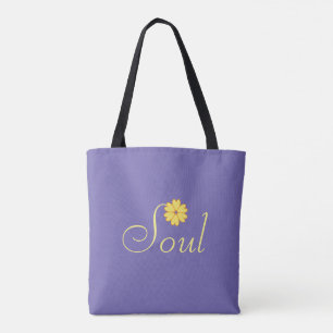 Bolsa Tote Flor Amarela sobre Azul Lavanda