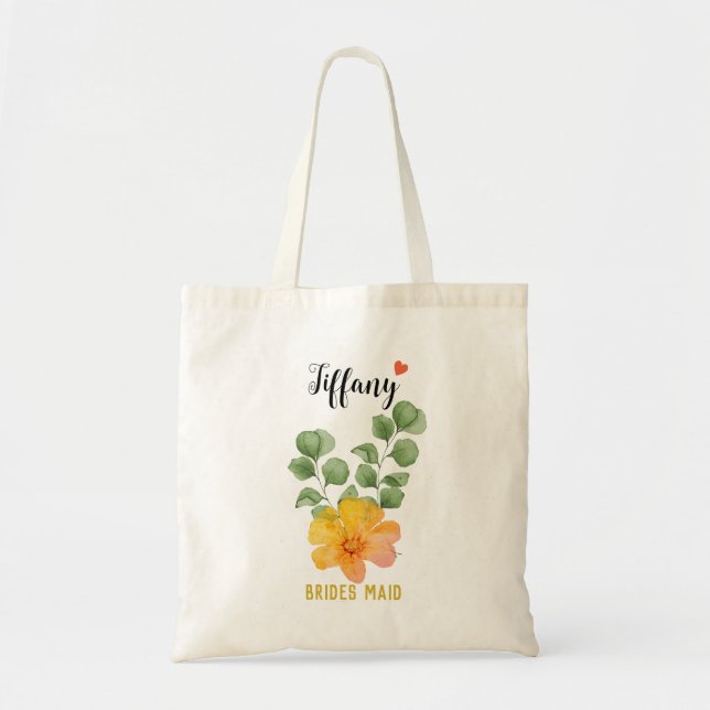 Bolsa Tote Flor Amarelo e Brides Folhas (Frente)