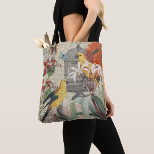 Bolsa Tote Flor Anticial Tropical Amarelo-papagaio