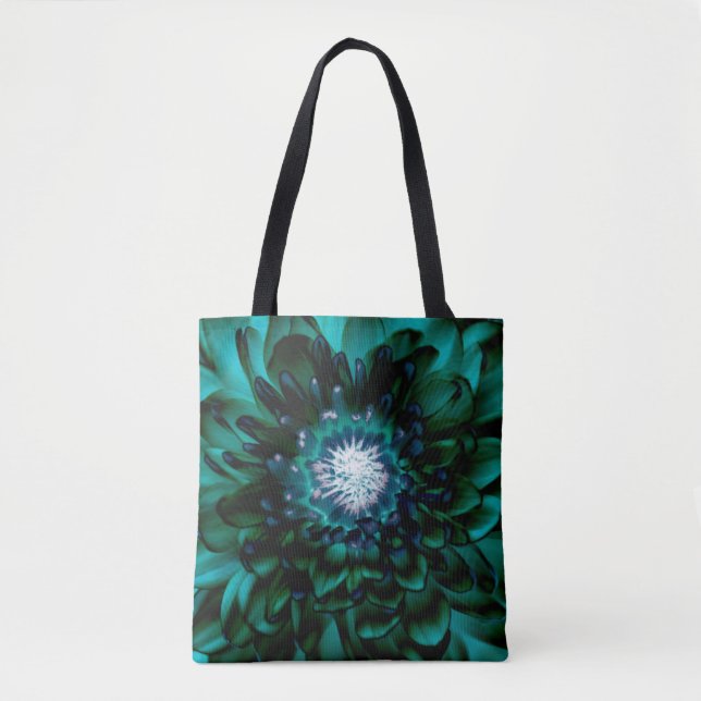 Bolsa Tote Flor Azul Água Profunda (Frente)