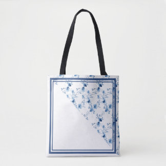 Bolsa Tote Flor Azul Brilhante