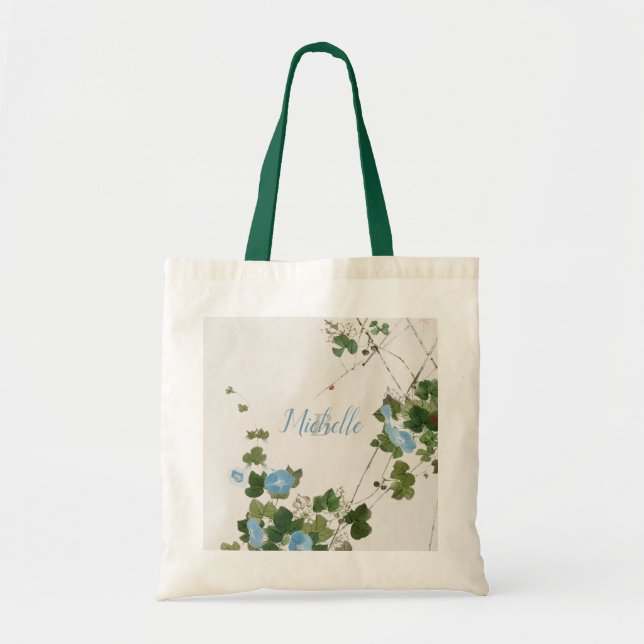 Bolsa Tote Flor Azul Da Cor De Água Botânica Japonesa (Frente)