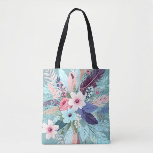 Bolsa Tote Flor Azul Pó