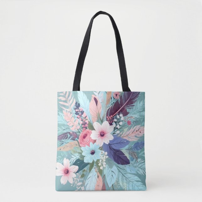 Bolsa Tote Flor Azul Pó (Frente)