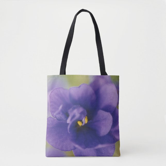 Bolsa Tote Flor Azul Sangrando de Violet Saintpaulia Zoomed (Frente)