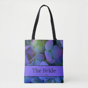 Bolsa Tote Flor azul-violeta-rosa-violeta-hidrangeas-noz