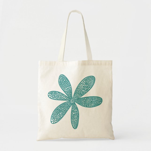 Bolsa Tote Flor bonito - Verde Oceano (Frente)