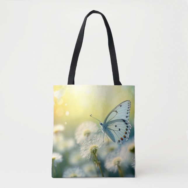 Bolsa Tote Flor-Borboleta Natureza Serena Tranquil (Frente)