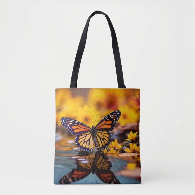 Bolsa Tote Flor-Borboleta Natureza Serena Tranquil (Frente)