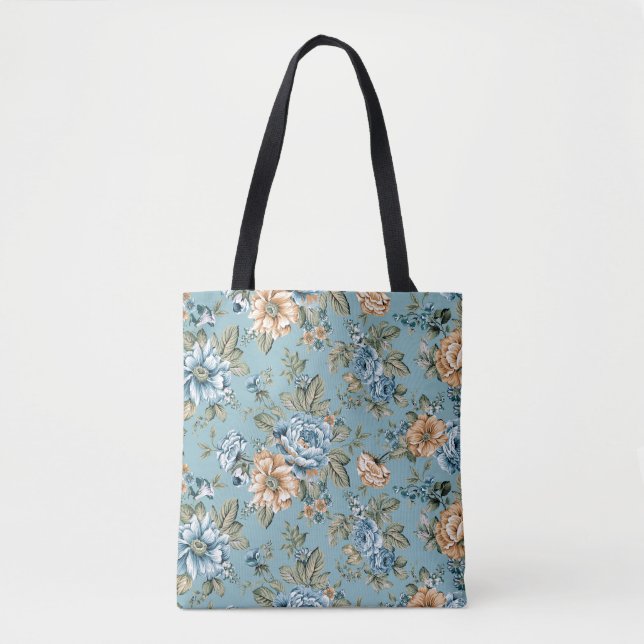 Bolsa Tote Flor botânica de cor aquosa sem costura, com (Frente)