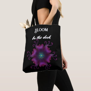 Bolsa Tote Flor Botânica Escura Roxa Gótica 