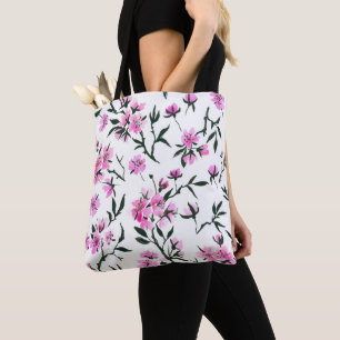 Bolsa Tote Flor branco de cereja em branco